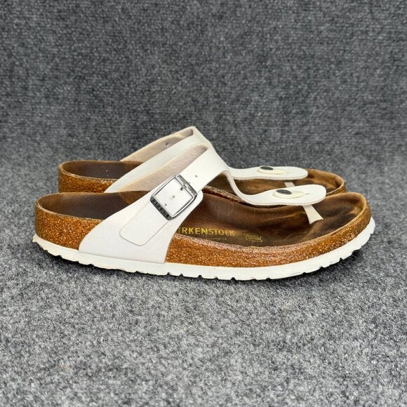 Birkenstock Gizeh Sandals Women's Size 9 White Birko-Flor Beach Thong Flip Flops - Picture 1 of 12